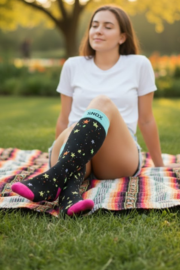 Stars Black/Blue Compression Socks