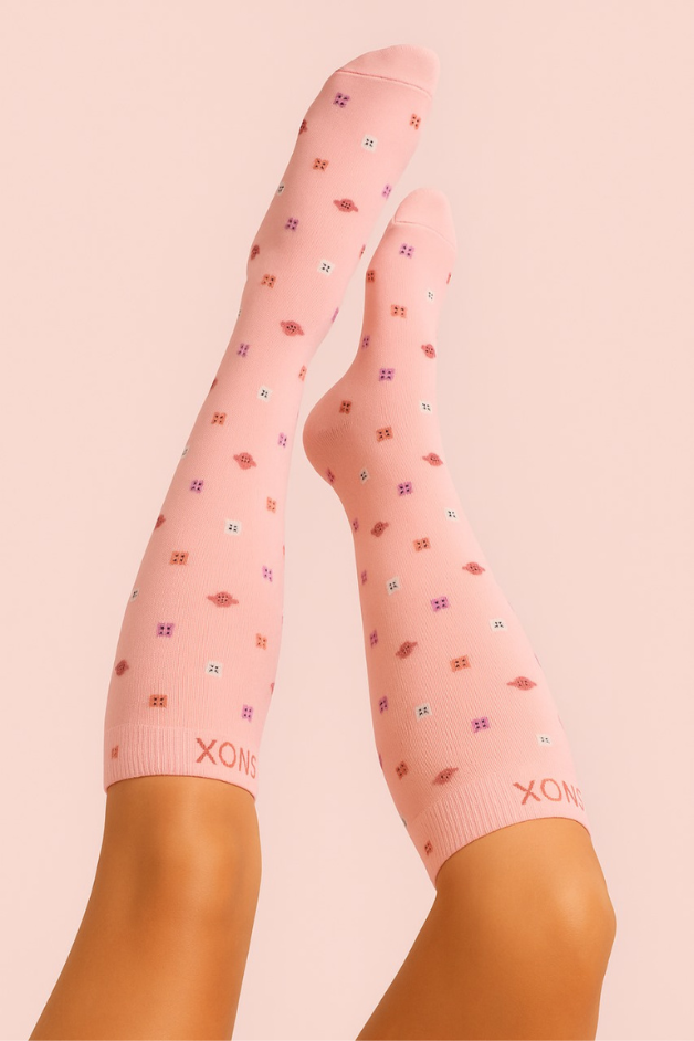 Flowers Pink Compression Socks