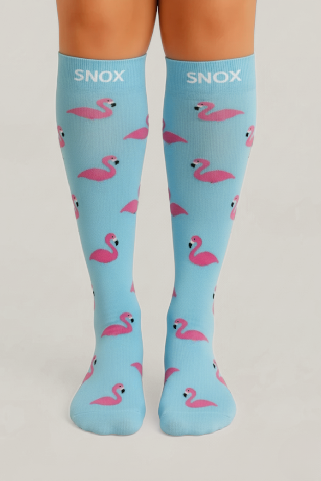 Flamingo Blue Compression Socks