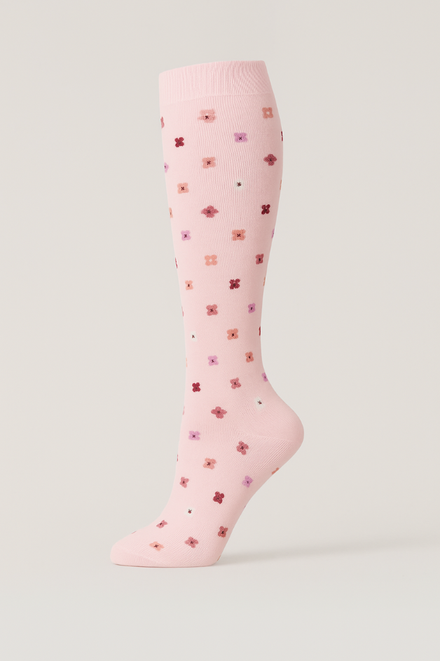 Flowers Pink Compression Socks