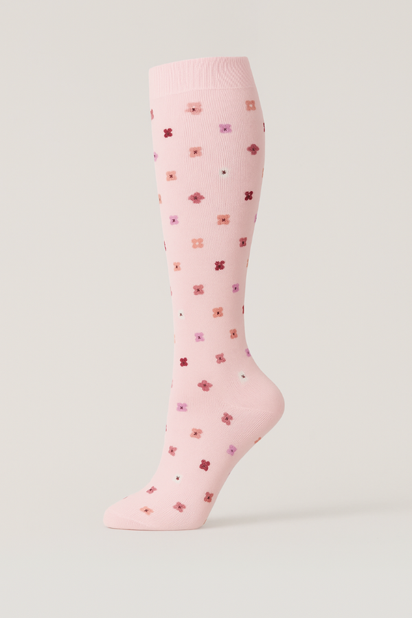 Flowers Pink Compression Socks
