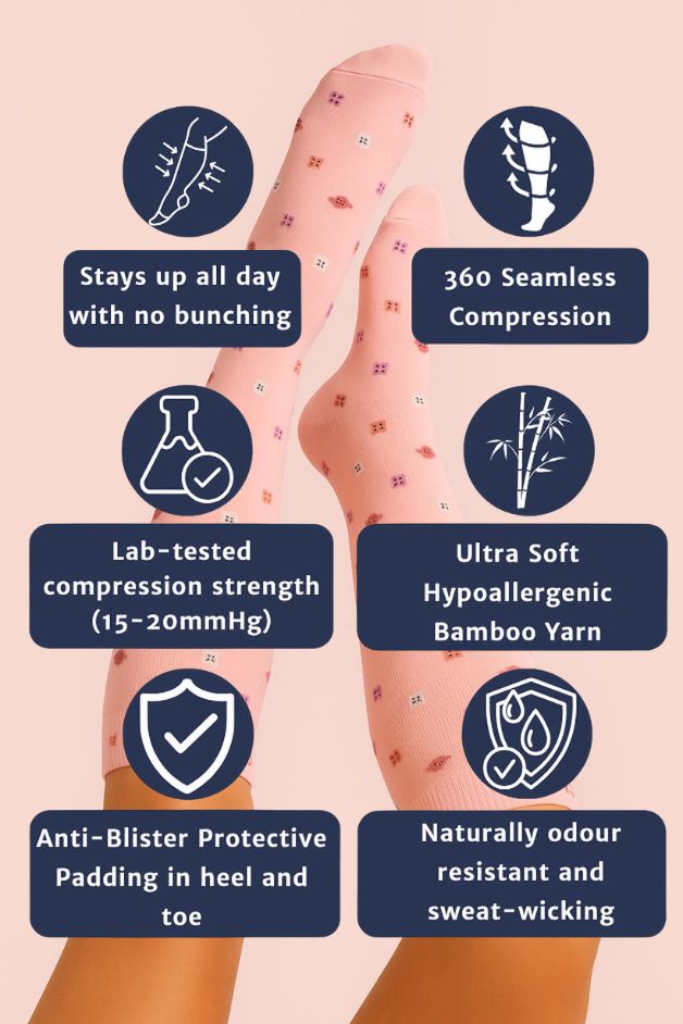 Flowers Pink Compression Socks