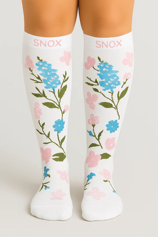 Flowers White Compression Socks