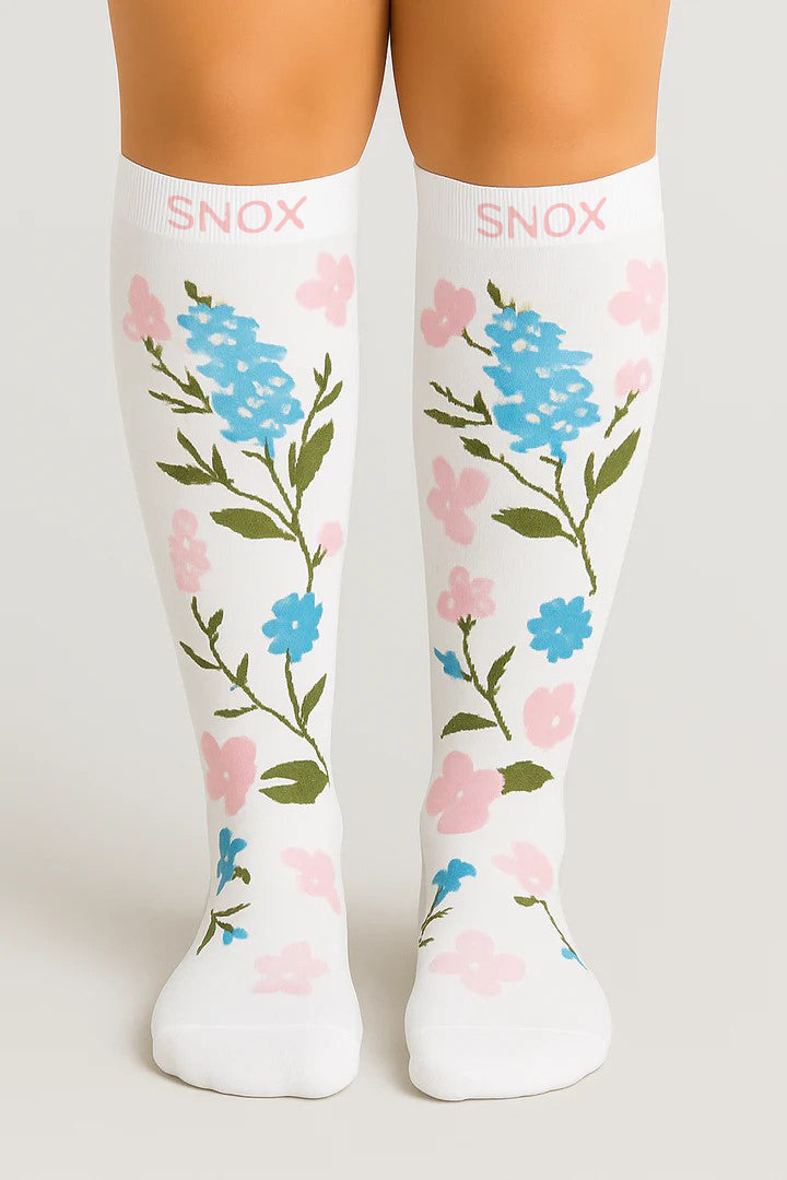 Flowers White Compression Socks