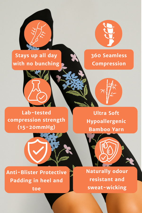 Lily Black Compression Socks