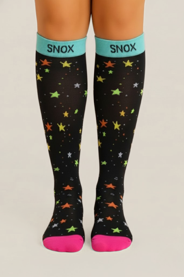 Stars Black/Blue Compression Socks