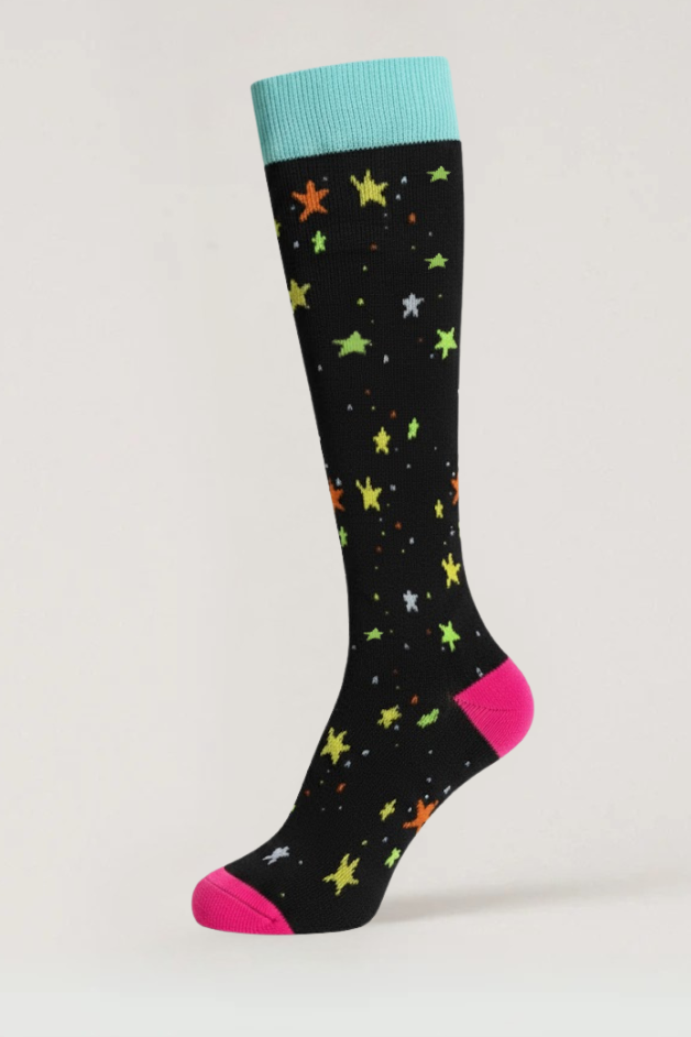 Stars Black/Blue Compression Socks