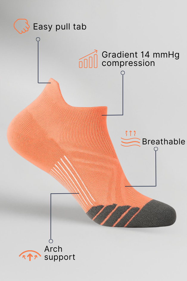 Blush Coral Ankle Compression Socks