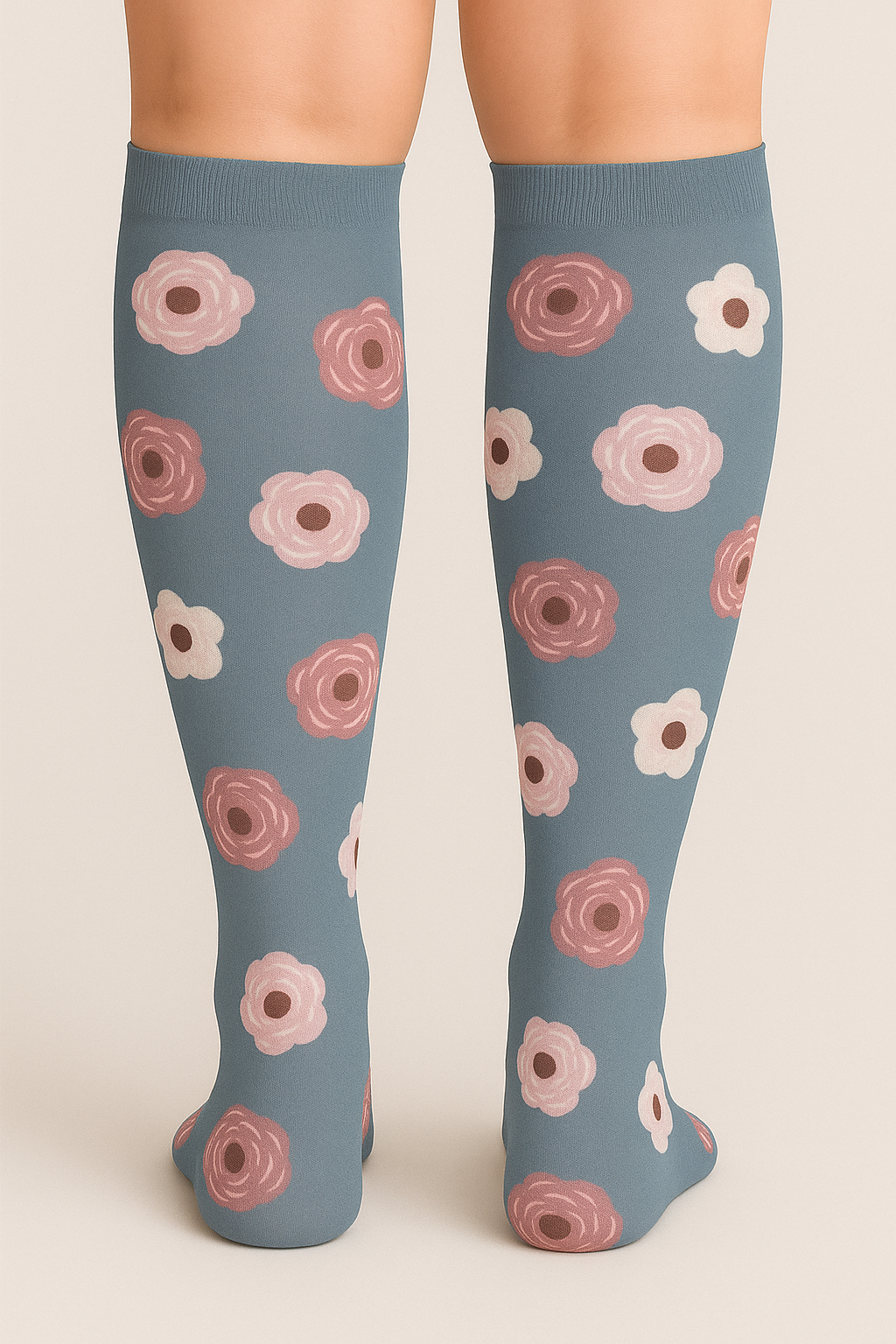 Flowers Grey Compression Socks