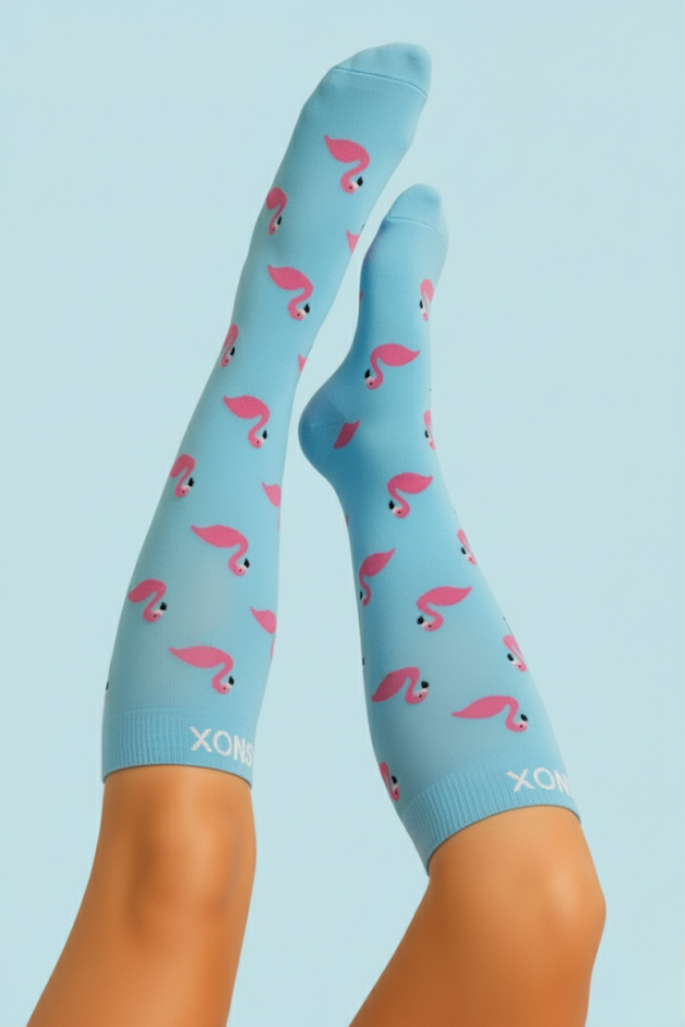 Flamingo Blue Compression Socks