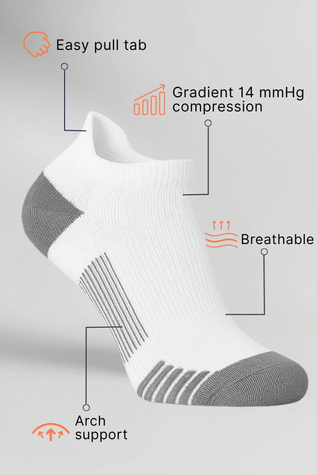 White Ankle Compression Socks Bundle 5 Pairs