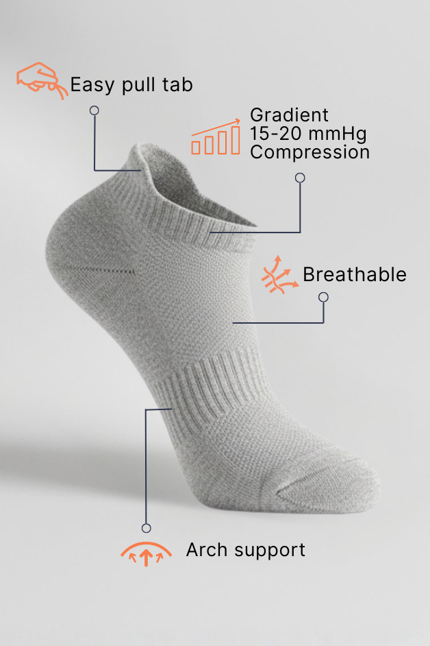 Grey Daily Ankle Compression Socks