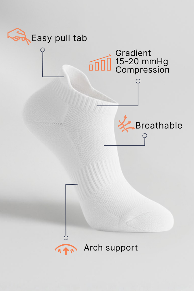 White Daily Ankle Compression Socks