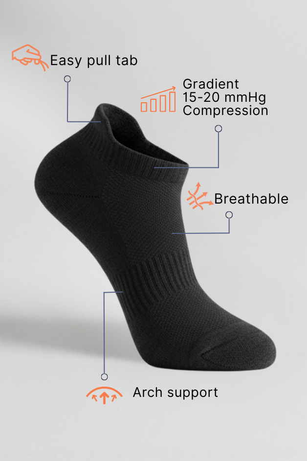Black Daily Ankle Compression Socks