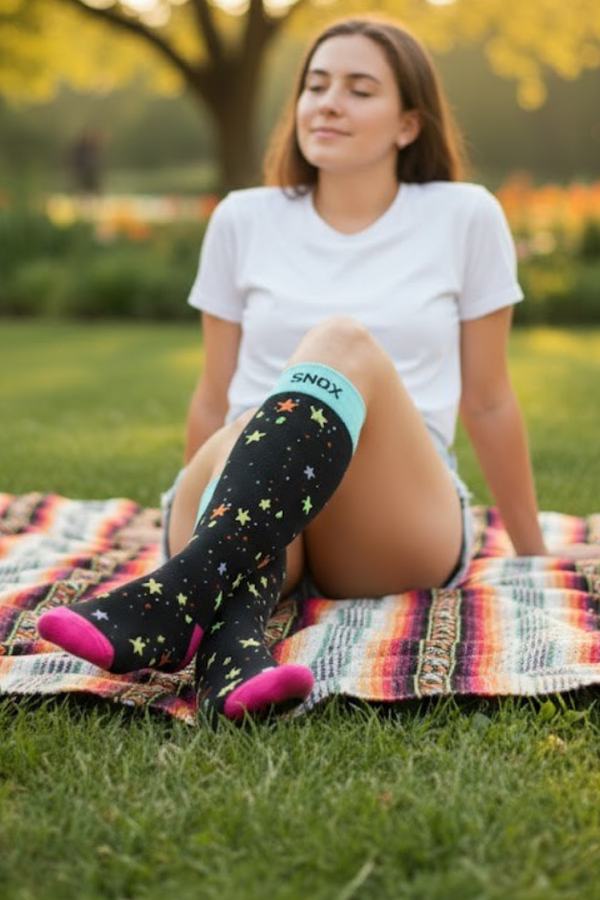 Stars Black/Blue Compression Socks