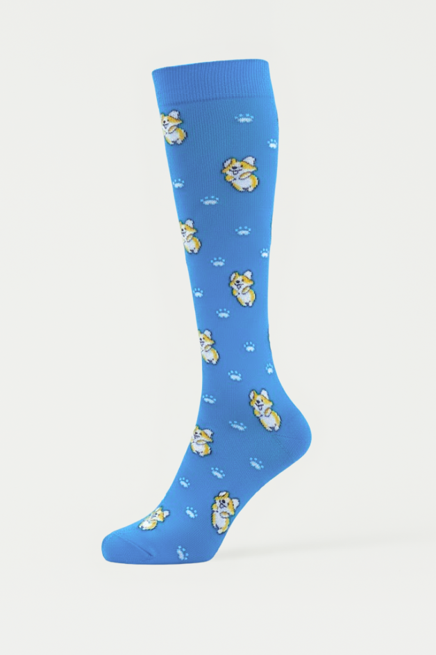Puppies Blue Compression Socks