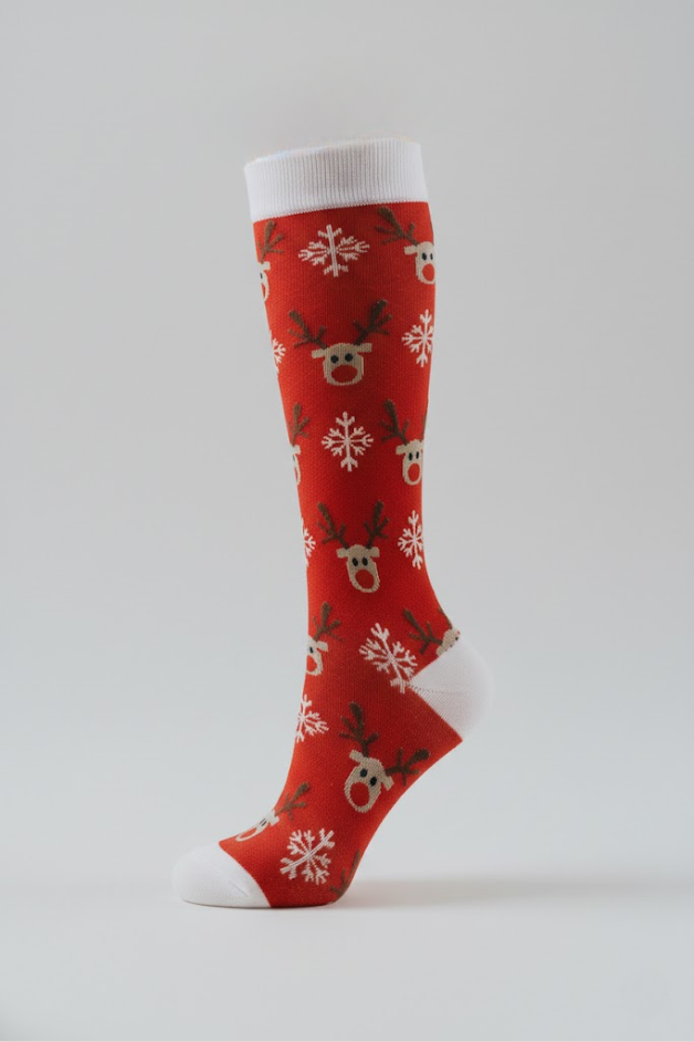 Reindeer Red Compression Socks