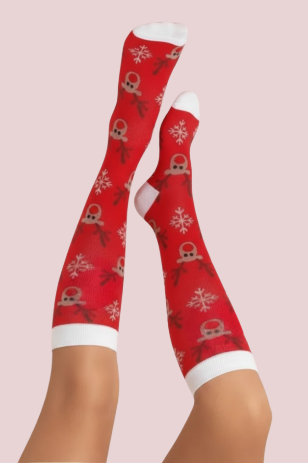 Reindeer Red Compression Socks
