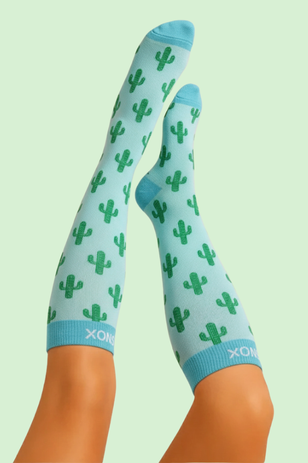 Chaussettes de compression vertes cactus