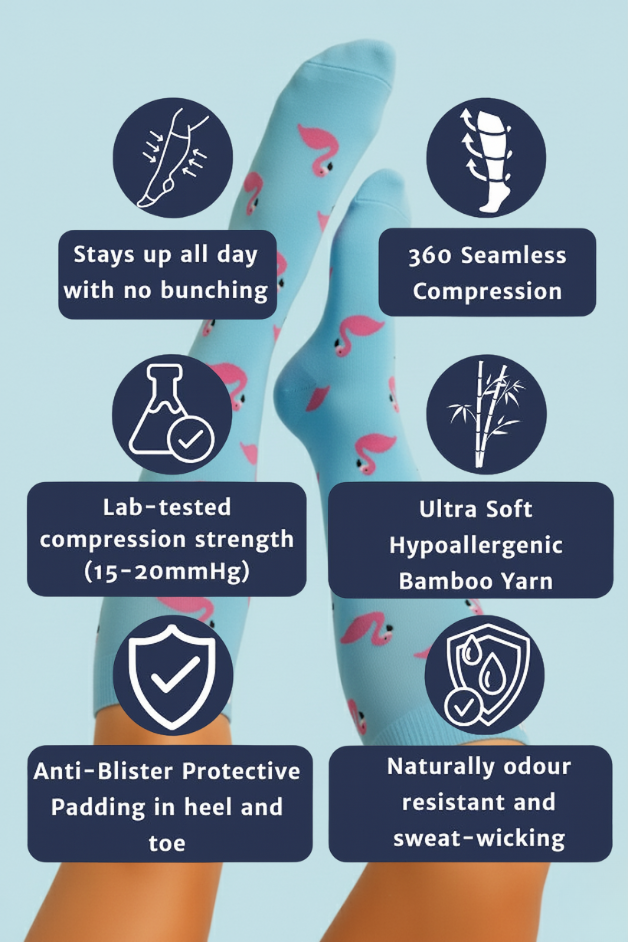 Flamingo Blue Compression Socks