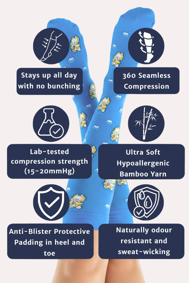 Puppies Blue Compression Socks