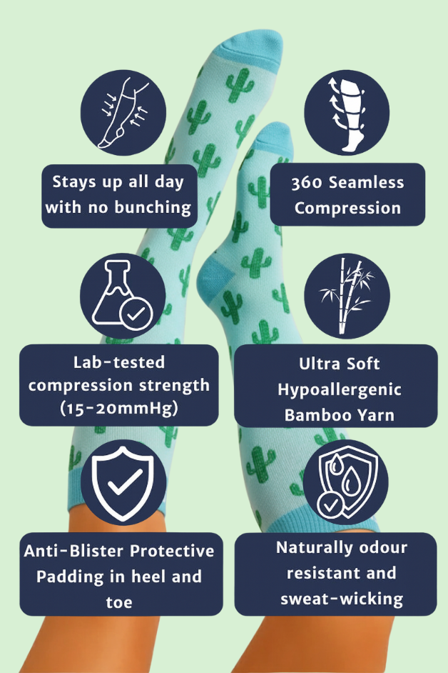 Chaussettes de compression vertes cactus