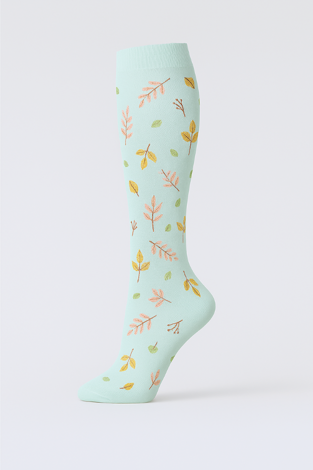 Leaves Mint Compression Socks