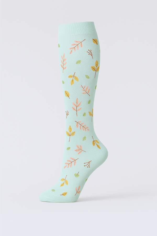 Leaves Mint Compression Socks
