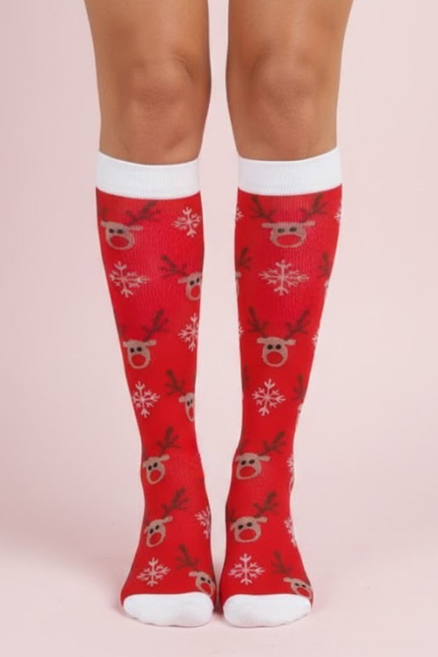 Reindeer Red Compression Socks