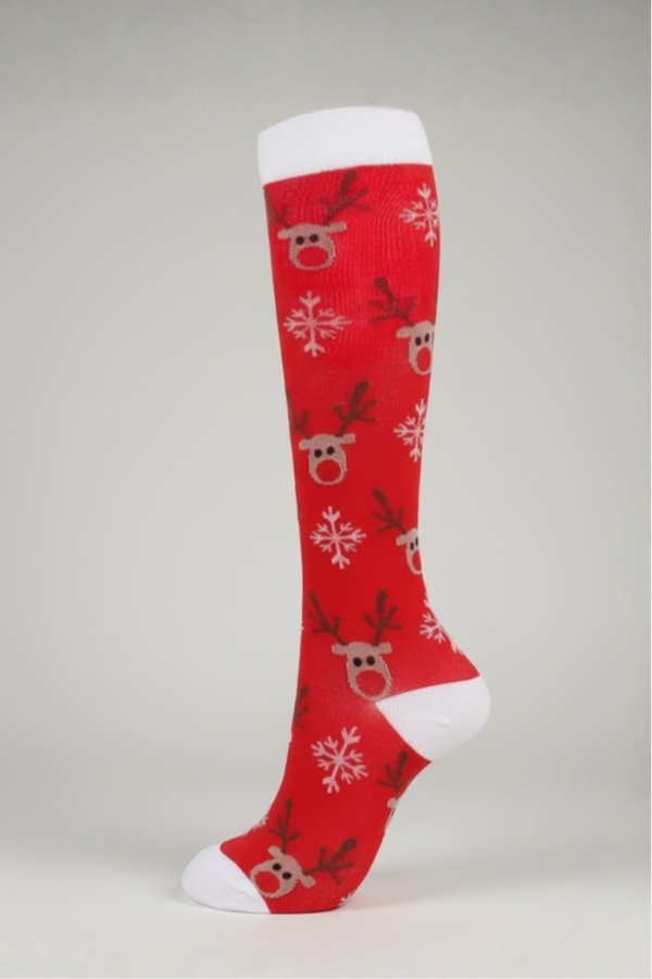 Reindeer Red Compression Socks