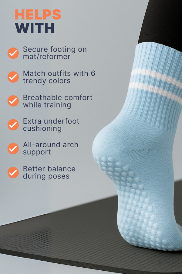 Sky Blue Balance Grip Crew Socks