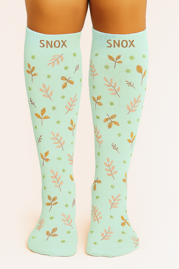 Leaves Mint Compression Socks