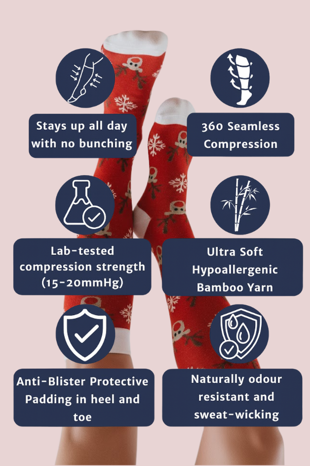 Reindeer Red Compression Socks