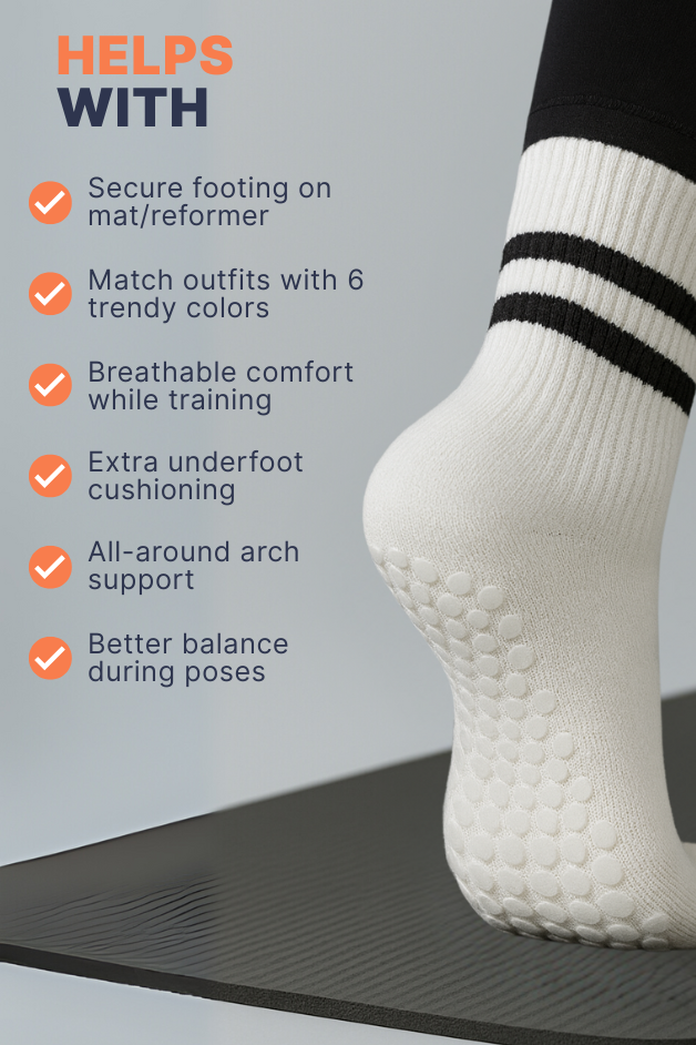 Calcetines deportivos con agarre de balance de blancos