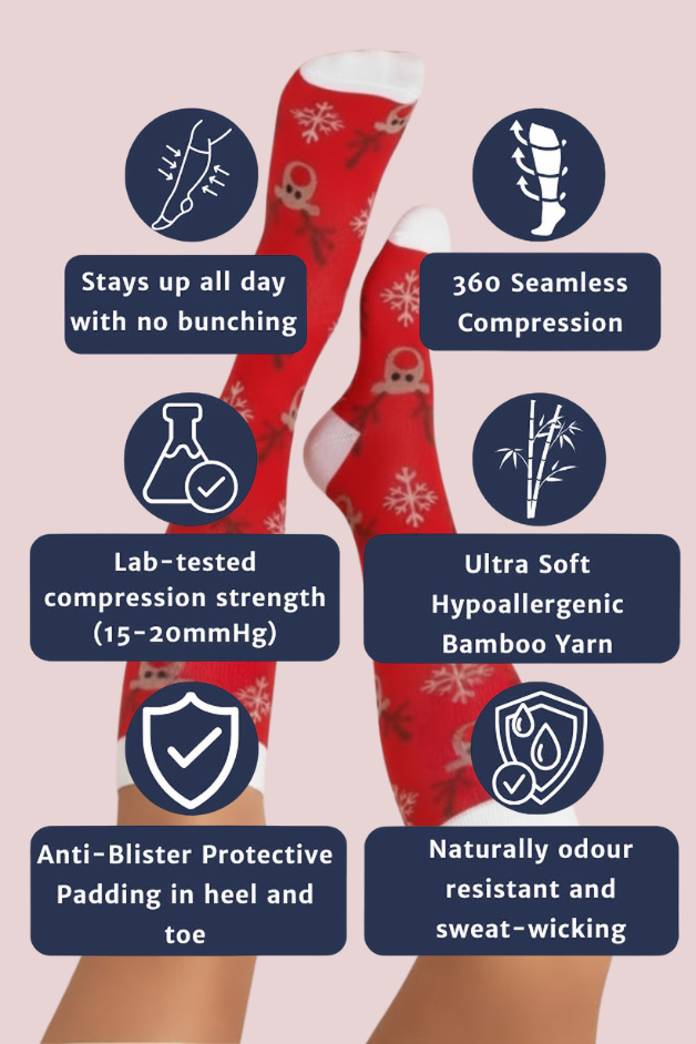 Reindeer Red Compression Socks