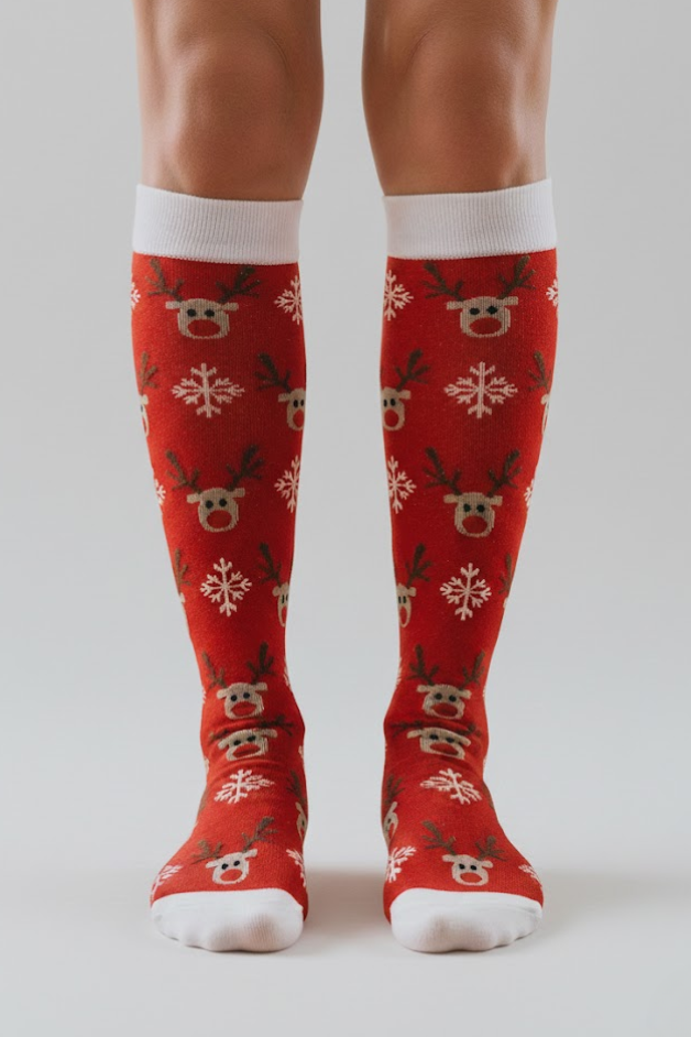 Reindeer Red Compression Socks