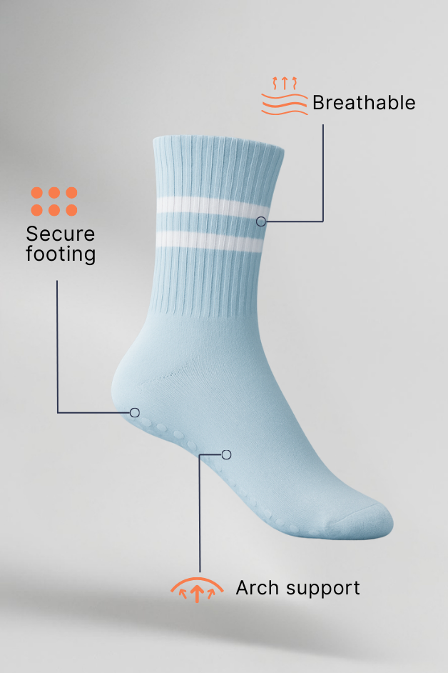 Sky Blue Balance Grip Crew Socks