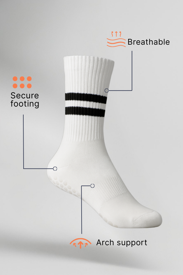 Calcetines deportivos con agarre de balance de blancos