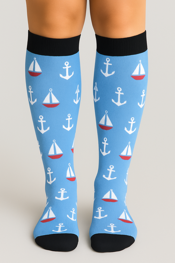 Sailor Blue Compression Socks