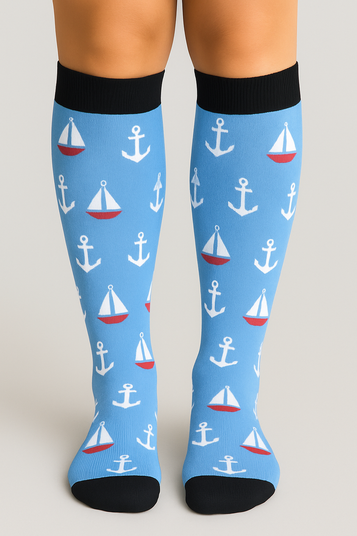 Sailor Blue Compression Socks