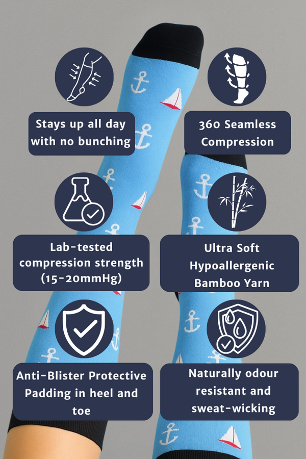 Sailor Blue Compression Socks