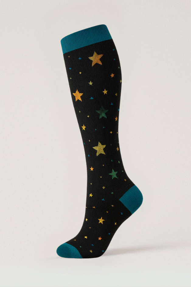Stars Black/Blue Compression Socks