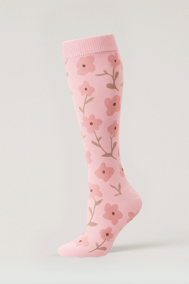 Flowers Pink Compression Socks
