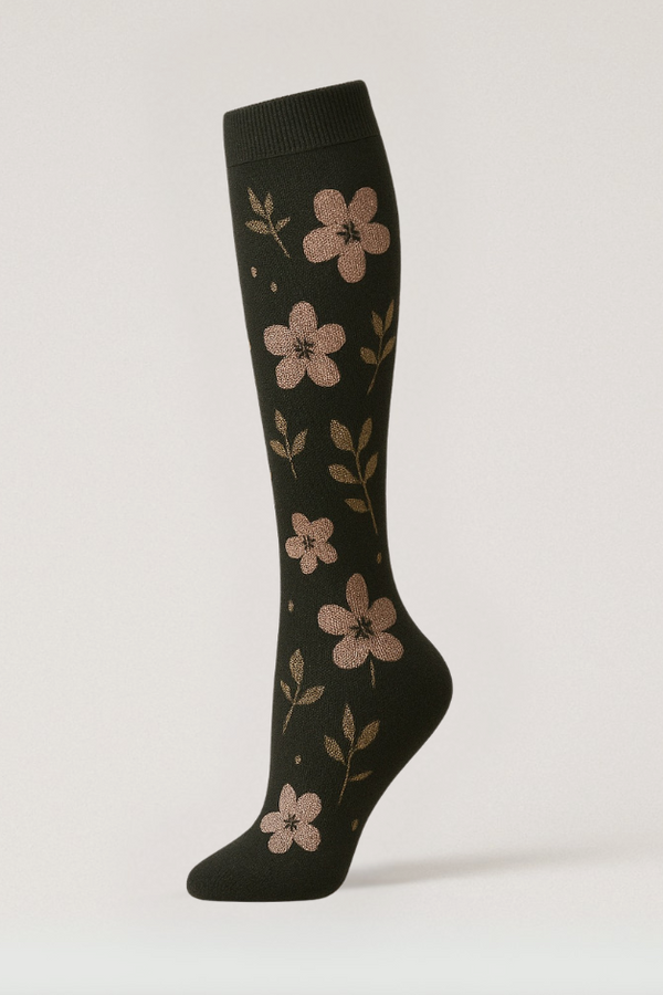 Flowers Black Compression Socks