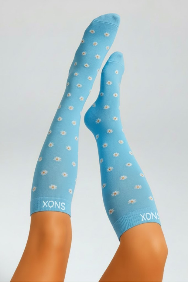 Daisy Flowers Blue Compression Socks