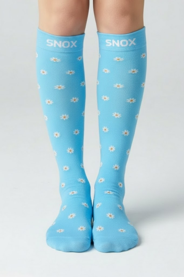 Daisy Flowers Blue Compression Socks