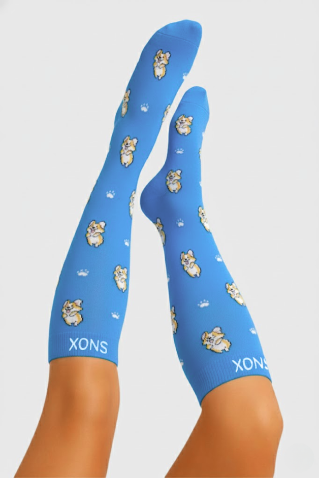 Puppies Blue Compression Socks