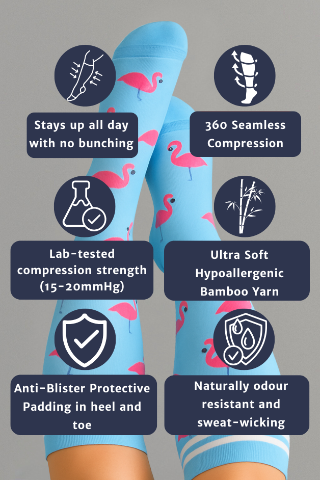 Flamingo Blue Compression Socks