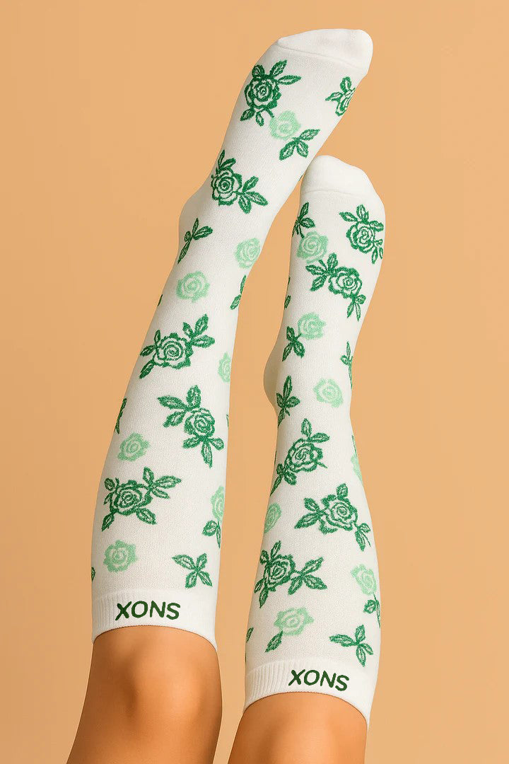 Roses Green Compression Socks