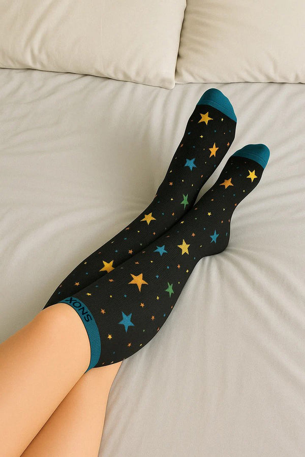Stars Black/Blue Compression Socks